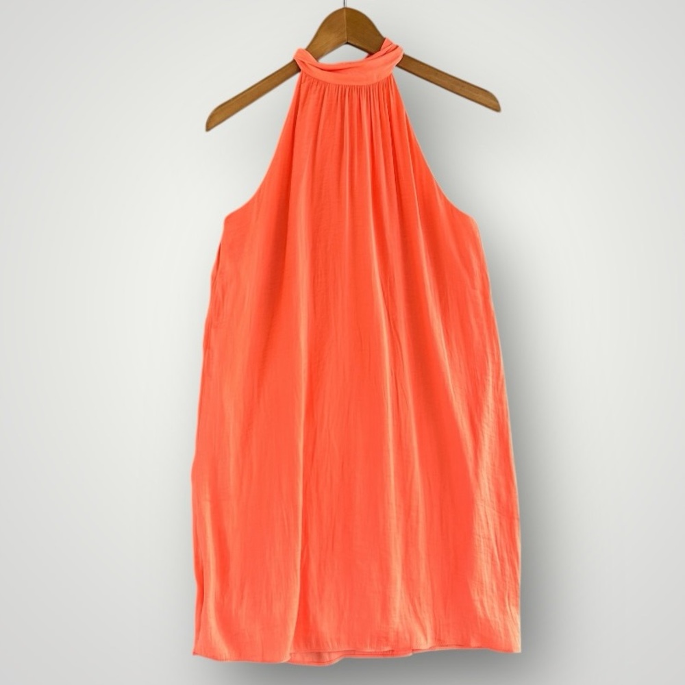 Naked Zebra Coral Halter Neck Shift Dress